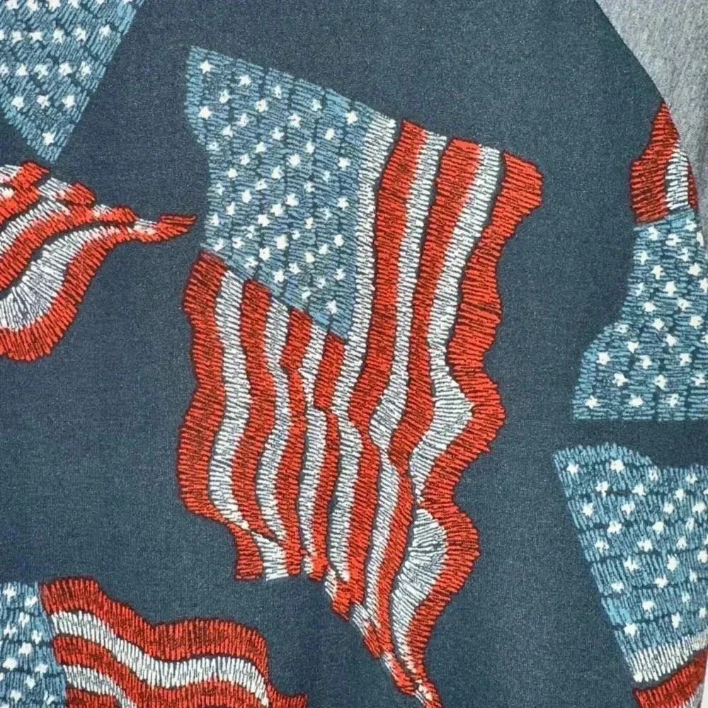 Women's LuLaRoe Baseball Tee Shirt, S, Navy Red Grey American Flag - Picture 4 of 9